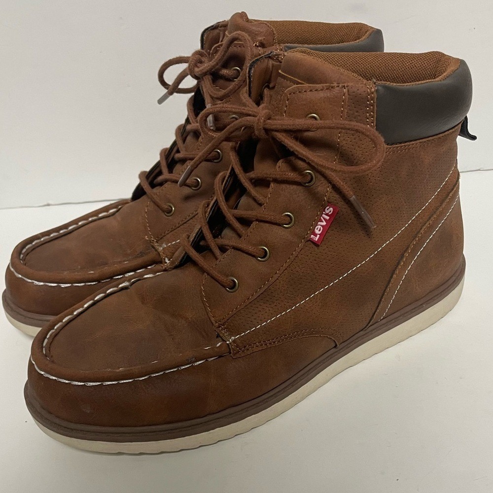 Levi's Dean Waxed Brown‎ Leather High-Top Boots Boys 7